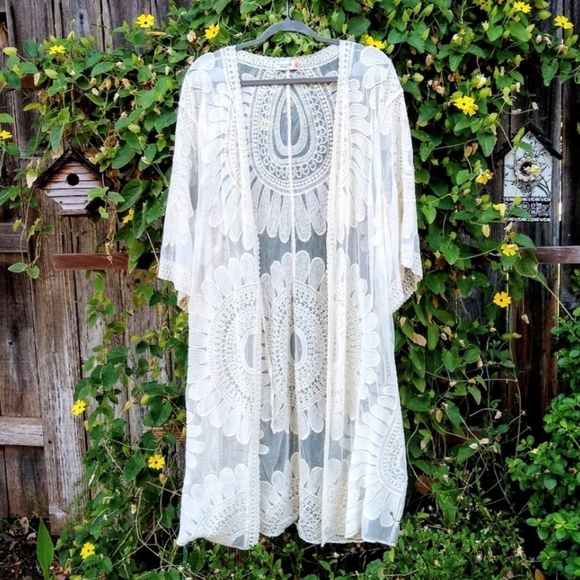 Bohemian Ivory Lace Duster XL NWOT - Picture 1 of 8